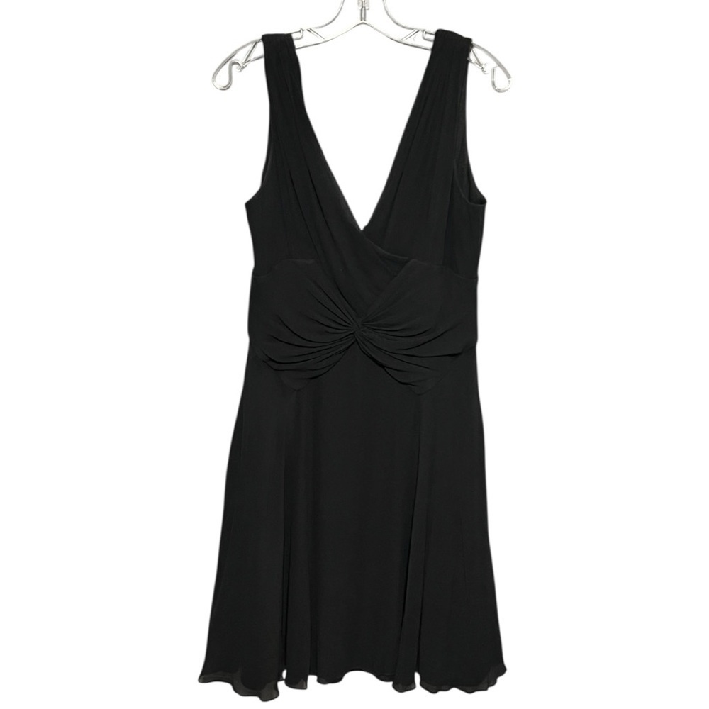 Adrianna Papell Black Sleeveless V-Neck Silk Dress Women’s Plus-Size 16